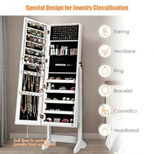 Load image into Gallery viewer, Standing Jewelry Armoire Cabinet with Full Length Mirror-White