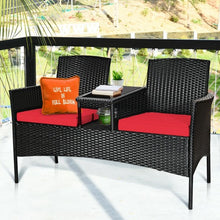 Load image into Gallery viewer, Patio Rattan Conversation Set Seat Sofa-Red