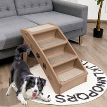 Load image into Gallery viewer, Collapsible Plastic Pet Stairs 4 Step Ladder for Small Dog and Cats-Coffee