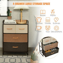 Load image into Gallery viewer, 4-Drawer Tower Steel Frame Wooden Top Dresser Storage with 3-Tier Organizer