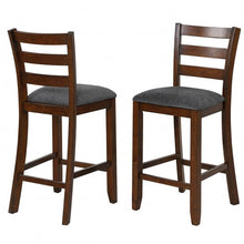 Load image into Gallery viewer, 2Pcs Counter Height Chairs with Fabric Seat and Rubber Wood Legs
