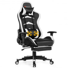 Load image into Gallery viewer, Massage Gaming Chair with Footrest-White