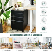 Load image into Gallery viewer, 3-Drawer Mobile File Cabinet Stee with Lock-Black