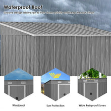 Load image into Gallery viewer, 4x6 ft Outdoor Galvanized Steel Tool Storage Shed with Sliding Door-Gray