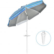 Load image into Gallery viewer, 7.2 FT Portable Outdoor Beach Umbrella with Sand Anchor and Tilt Mechanism for Poolside and Garden-Blue