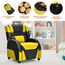 Load image into Gallery viewer, Kids Youth PU Leather Gaming Sofa Recliner with Headrest and Footrest-Yellow