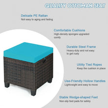 Load image into Gallery viewer, 2PCS Patio Rattan Ottoman Cushioned Seat-Blue
