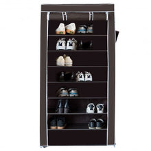 Load image into Gallery viewer, 10 Tier 27 Pair Space Saving Shoe Tower Rack with Fabric Cover-Brown