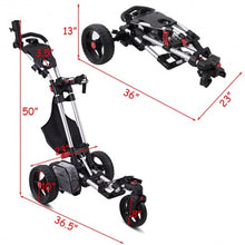 Load image into Gallery viewer, 120 W Foldable Electric Golf Push Cart with Umbrella Holder