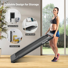 Load image into Gallery viewer, 2-in-1 Electric Motorized Folding Treadmill with Dual Display and Bluetooth Speaker-Black