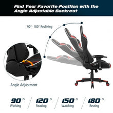 Load image into Gallery viewer, Reclining Swive Massage Gaming Chair-Red
