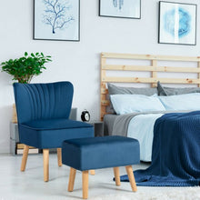 Load image into Gallery viewer, Leisure Chair and Ottoman Padded Velvet Tufted Sofa Set -Blue