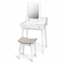 Load image into Gallery viewer, Vanity Dressing Table Set Flip Mirror Desk Furniture Stool