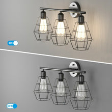 Load image into Gallery viewer, 3-Light Industrial Bathroom Vanity Cage Light Vintage Wall Lamp