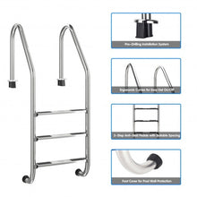 Load image into Gallery viewer, 3 Step Stainless Steel Swimming Pool Ladder Handrail for Pool