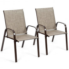 Load image into Gallery viewer, 2 PCS Patio Chairs Outdoor Dining Chair with Armrest-Gray