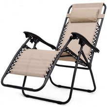 Load image into Gallery viewer, 3 pcs Folding Portable Zero Gravity Reclining Lounge Chairs Table-Beige