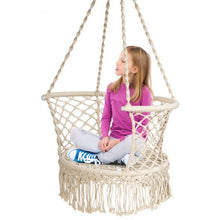 Load image into Gallery viewer, Hanging Hammock Chair Macrame Swing Hand Woven Cotton Backrest