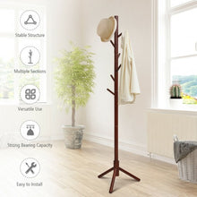 Load image into Gallery viewer, 2 Heights Wooden Coat Rack with 8 Hooks-Walnut