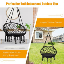 Load image into Gallery viewer, Macrame Cushioned Hanging Swing Hammock Chair-Black