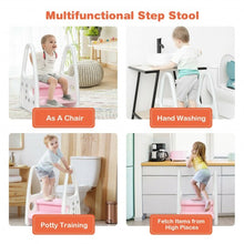 Load image into Gallery viewer, Kids Step Stool Learning Helper with Armrest for Kitchen Toilet Potty Training