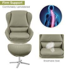 Load image into Gallery viewer, Swivel Top Grain Leather Lounge Armchair Rocking Chair with Ottoman-Gray