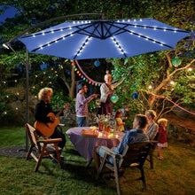 Load image into Gallery viewer, 10 Ft Solar LED Offset Umbrella with 40 Lights and Cross Base for Patio-Blue