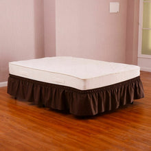 Load image into Gallery viewer, Twin / Full Size Around Bed 14" Elastic Wrap Ruffle Bed Skirt-Coffee