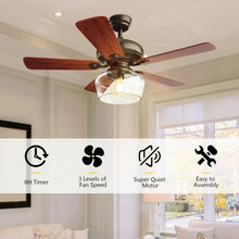Load image into Gallery viewer, 52" Vintage Ceiling Fan Light with Remote Control Reversible Blades Home Indoor