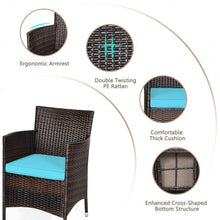 Load image into Gallery viewer, 3 pcs Outdoor Rattan Wicker Furniture Set-Blue