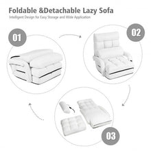 Load image into Gallery viewer, Folding Lazy Floor Chair Sofa with Armrests and Pillow-White
