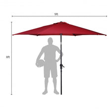 Load image into Gallery viewer, 9FT Patio Umbrella Patio Market Steel Tilt W/ Crank Outdoor Yard Garden-Burgundy