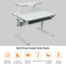 Load image into Gallery viewer, Adjustable Children's Study Table with Bookshelf & Tilted Desktop