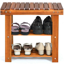 Load image into Gallery viewer, 3-Tier Wood Shoe Rack 19' Shoe Bench Boots Organizer