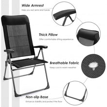 Load image into Gallery viewer, 2 Pcs Portable Patio Folding Dining Chairs with Headrest Adjust for Camping -Black