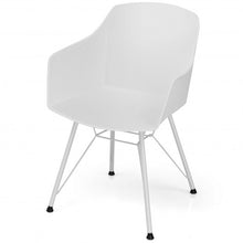 Load image into Gallery viewer, Set of 2 Metal Frame Modern Molded Shell Plastic Dining Chair-White