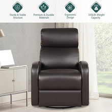 Load image into Gallery viewer, Recliner Chair Swivel Rocker Manual Single Sofa Lounger with Footrest-Brown