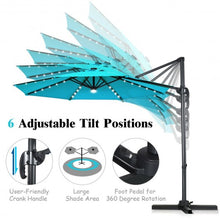 Load image into Gallery viewer, 10 Ft Patio Offset Cantilever Umbrella with Solar Lights-Turquoise