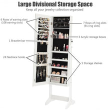 Load image into Gallery viewer, Jewelry Cabinet Armoire Lockable Standing Storage Organizer-White