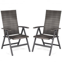 Load image into Gallery viewer, 2 pcs Rattan Folding Reclining  Outdoor Wicker Portable Chairs