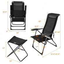 Load image into Gallery viewer, 4 Pieches Patio Adjustable Back Folding Dining Chair Ottoman Set-Black