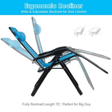 Load image into Gallery viewer, Oversize Lounge Chair Patio Heavy Duty Folding Recliner-Blue