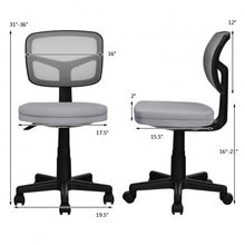 Load image into Gallery viewer, Armless Computer Chair w/Height Adjustment & Breathable Mesh - Home Office-Gray