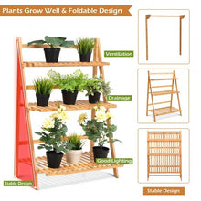 Load image into Gallery viewer, 3 Tiers Bamboo Hanging Folding Plant Shelf Stand
