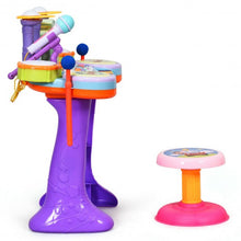 Load image into Gallery viewer, 3 in 1 Kids Piano Keyboard Drum Set with Music Fountain