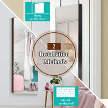 Load image into Gallery viewer, Wall and Door Mounted Mirrored Jewelry Cabinet with Lights-Brown
