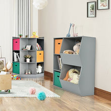 Load image into Gallery viewer, 3-Tier Kids Storage Shelf Corner Cabinet with 3 Baskets-Gray