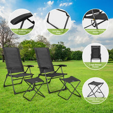 Load image into Gallery viewer, 4 Pieches Patio Adjustable Back Folding Dining Chair Ottoman Set-Gray