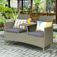 Load image into Gallery viewer, 2-Person Patio Rattan Conversation Furniture Set with Coffee Table