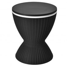 Load image into Gallery viewer, 3 in 1 8 Gallon Patio Rattan Cooler Bar Table with Adjust Ice Bucket-Black